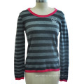 100% Cashmere Striped Pullover Mulheres Knitwear